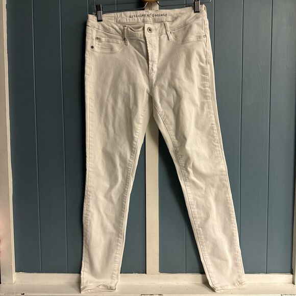 Articles Of Society Jeans‎ Women's 28 White Denim Skinny Leg 5-Pocket Zip Fly - Picture 1 of 6
